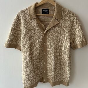 Abercrombie & Fitch Tan Patterned Men's Sweater Polo